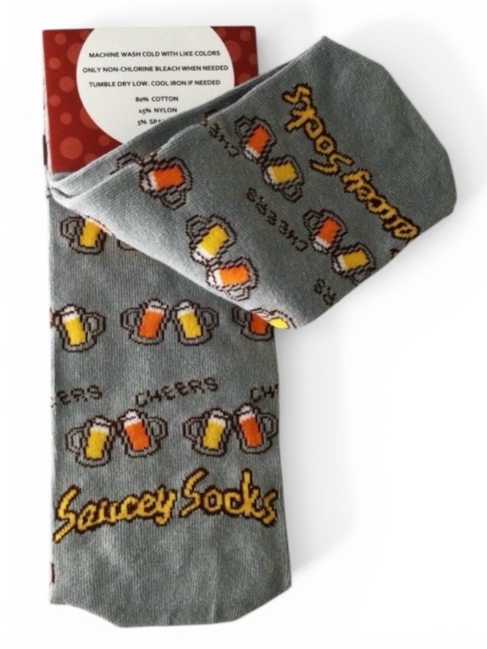 Saucey Socks “Please Bring Me a Beer” Knee‑High Socks – Funny Beer Gift – Size L - Picture 10 of 14